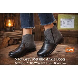 Naot Womens Grey Metallic Ankle Boots Size 37 EU US 6 6.5 New In Box